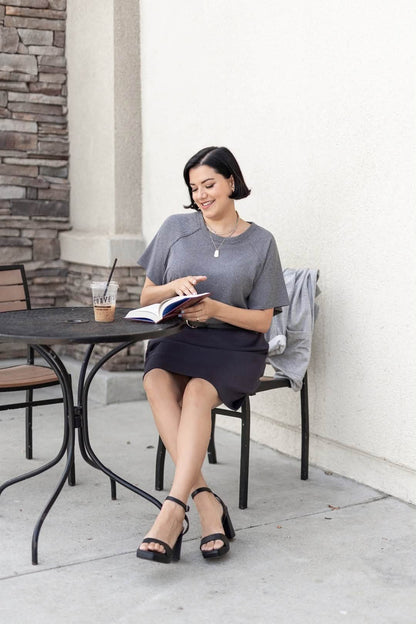 LuLaRoe Melanie Raglan Top - Solid Charcoal