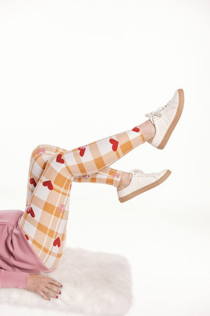 LuLaRoe LuLaRoe Single Print Leggings - Honeyed Heart Gingham 