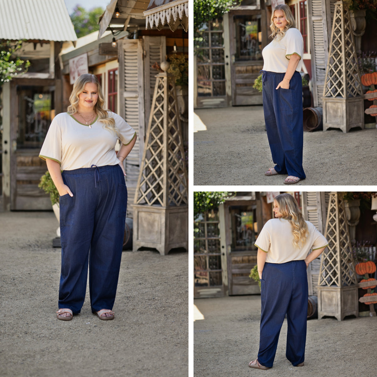 LuLaRoe Brindley Indigo wash women's barrel-leg pull-on pants - product photo 3