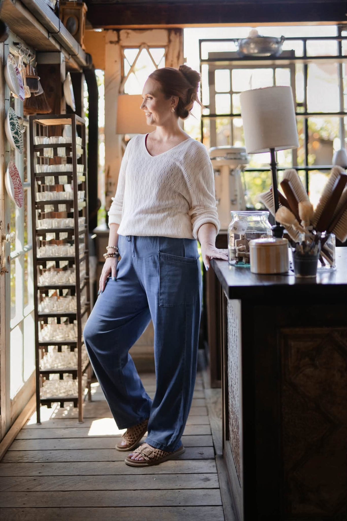 LuLaRoe Brindley Indigo wash women's barrel-leg pull-on pants - product photo 6