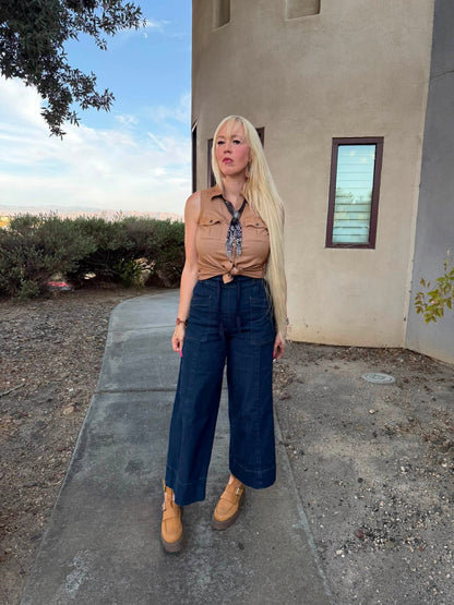 LuLaRoe Pull-On Patch Pocket Pant - Indigo Wash