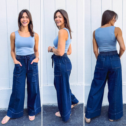 LuLaRoe Pull-On Patch Pocket Pant - Indigo Wash