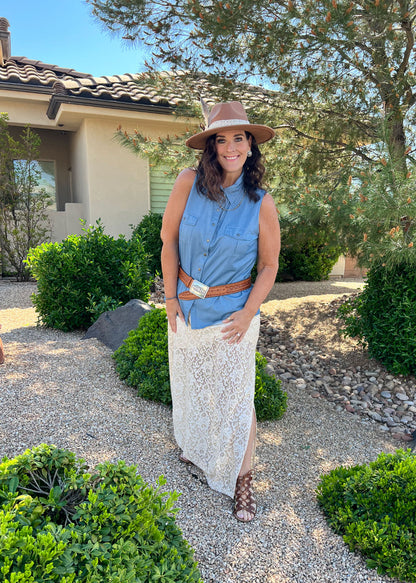 LuLaRoe LuLaRoe Tihane Lace Maxi Skirt - Solid Ivory Heirloom Lace 