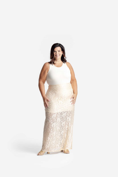 LuLaRoe LuLaRoe Tihane Lace Maxi Skirt - Solid Ivory Heirloom Lace 