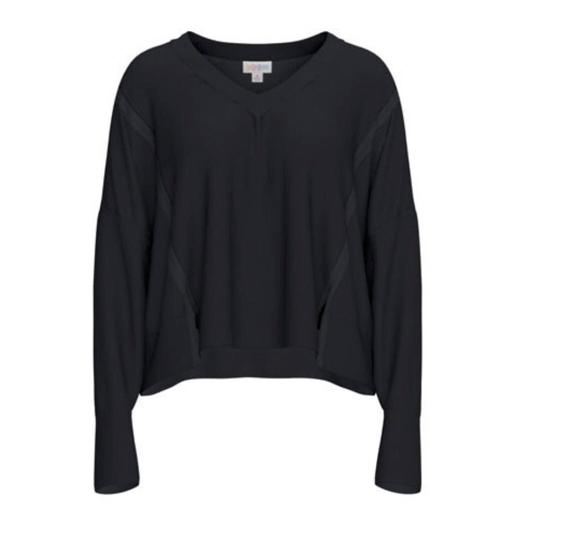 LuLaRoe Jordyn V-Neck Thermal in Solid Black, alternate product view