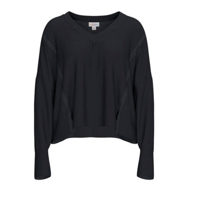 LuLaRoe Jordyn V-Neck Thermal in Solid Black, alternate product view
