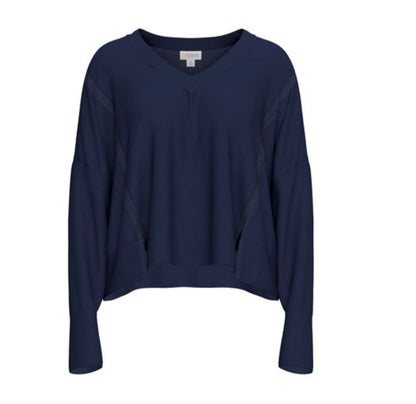 LuLaRoe Jordyn V-Neck Thermal in Solid Navy Blue, alternate product view