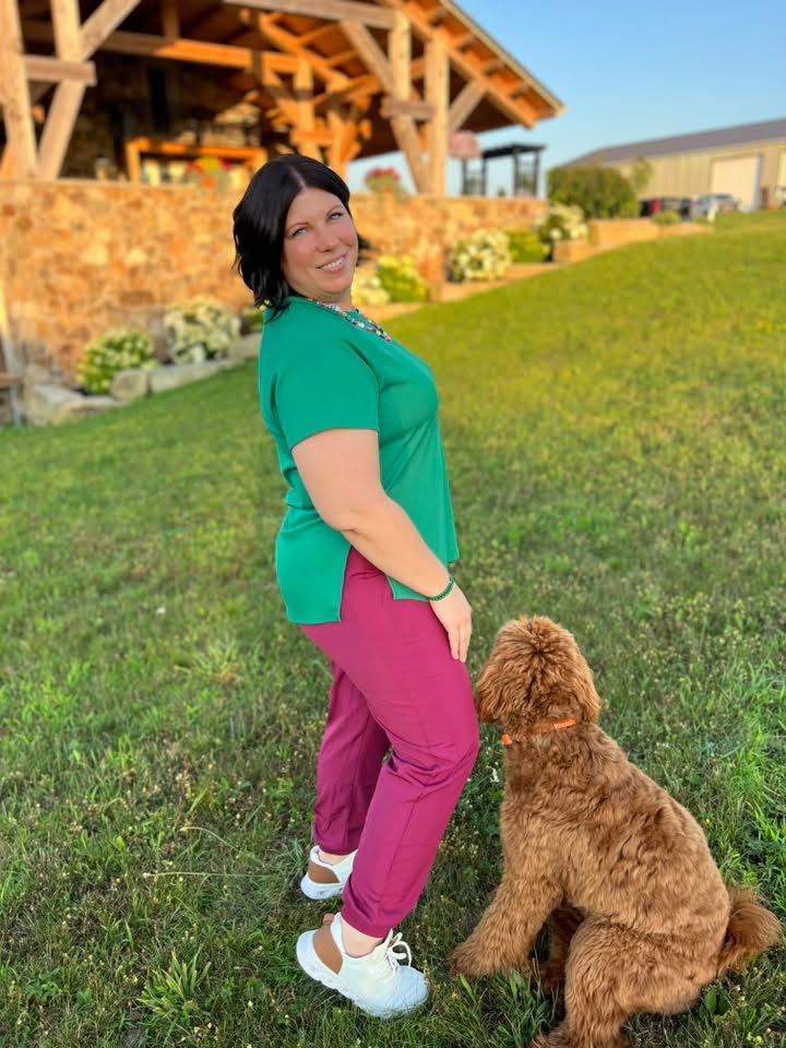 LuLaRoe Melanie Raglan Top in Solid Kelly Green product image.