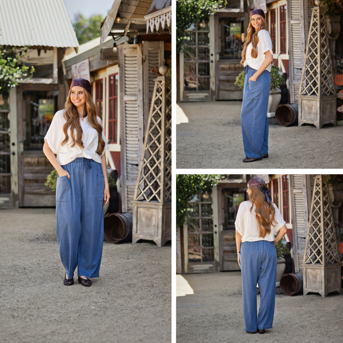 LuLaRoe Brindley Light wash women's barrel-leg pull-on pants - product photo 3