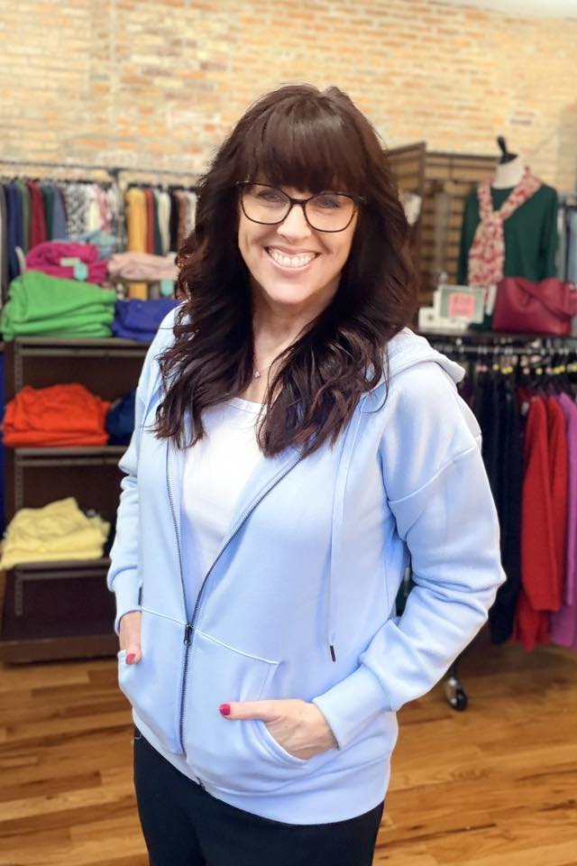LuLaRoe LuLaRoe Essential Zip Hoodie - Solid Cloud Blue 