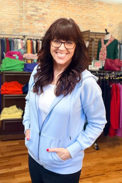 LuLaRoe LuLaRoe Essential Zip Hoodie - Solid Cloud Blue 