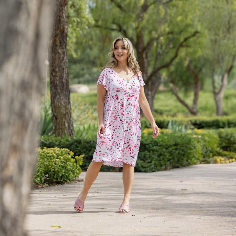 LuLaRoe Heidi Dress Pink Abstract Babydoll Dress with Pockets LuLaRoe Heidi Dress Pink Abstract Babydoll Dress with Pockets