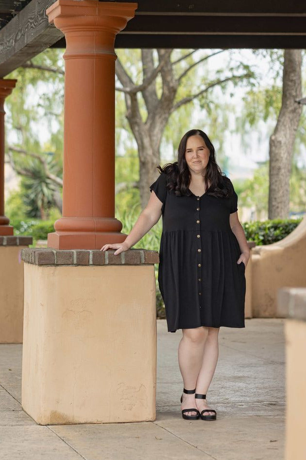 LuLaRoe Heidi Dress Black Babydoll Dress with Pockets 2XL / Solid Classic Black