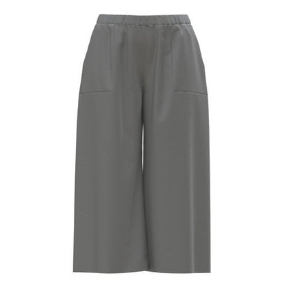 LuLaRoe Justine wide-leg pants in solid gray color with elastic waistband and cropped relaxed fit, minimalist neutral pant for everyday styling on a white background