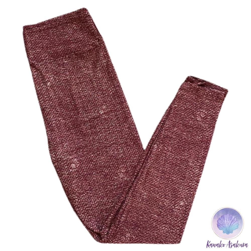 LuLaRoe leggings featuring a rich cabernet burgundy heathered texture with soft tonal flecks throughout. Women's buttery soft leggings in a versatile wine-red colorway designed for casual outfits, layering, lounging, travel, and everyday comfort on a white background