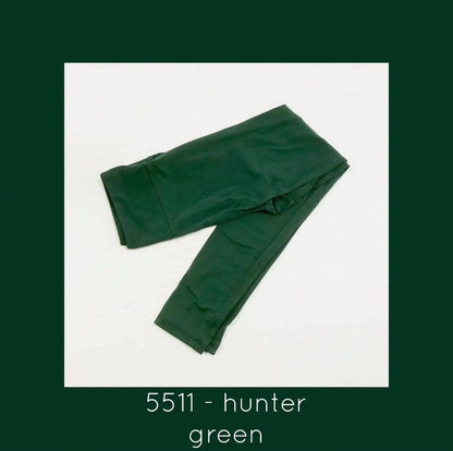 LuLaRoe hunter green leggings in solid deep evergreen color with soft stretch fabric and comfortable yoga waistband on a white background with '5511 - hunter green' text.