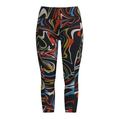 LuLaRoe Rise Brave leggings black multicolor abstract swirl print athletic leggings with vibrant red blue green and yellow design on a white background