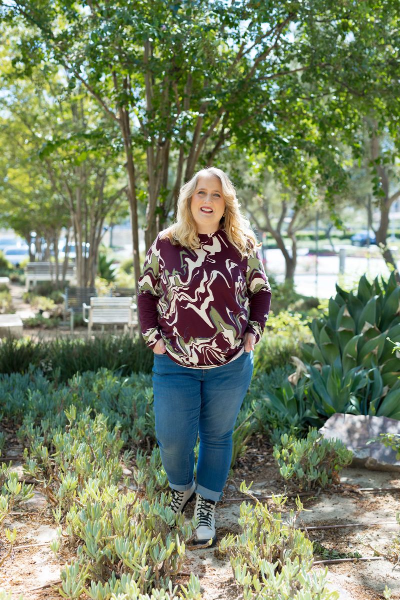 LuLaRoe LuLaRoe Sharon Long Sleeve Top - Maroon Olive Marble Swirl 