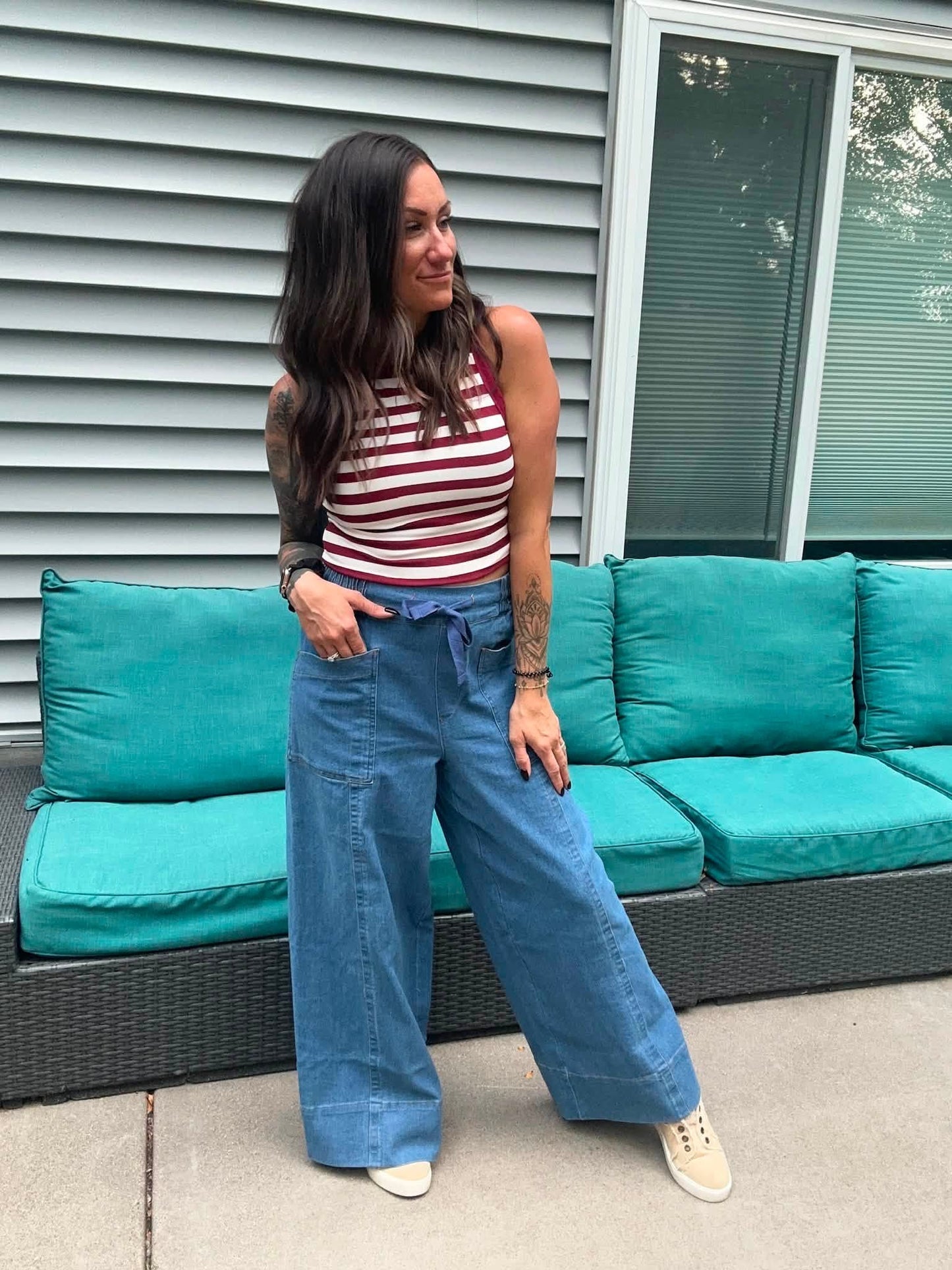 LuLaRoe Pull-On Patch Pocket Pant - Medium Wash