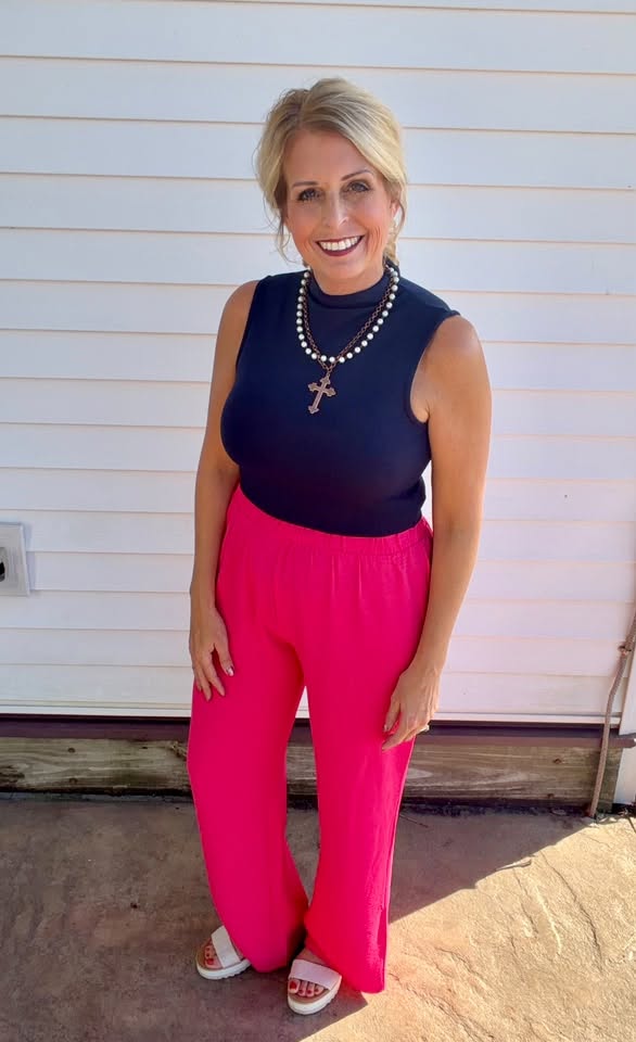 LuLaRoe Ramona Mock Neck Tank – Solid Navy Blue outfit and fit photo