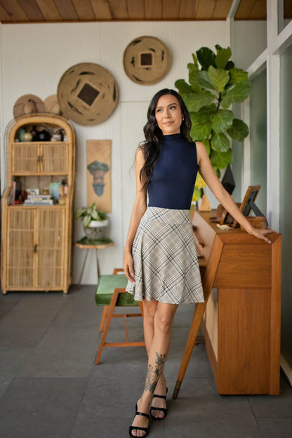 LuLaRoe Ramona Mock Neck Tank – Solid Navy Blue outfit and fit photo
