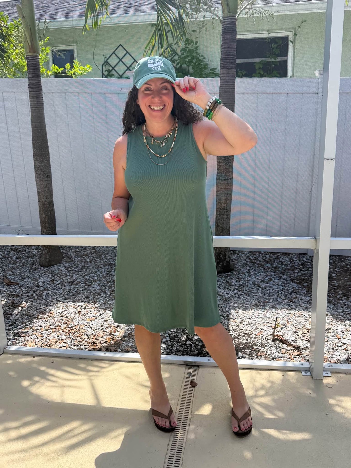 LuLaRoe Charlotte Dress - Solid Soft Olive Sleeveless A-Line Dress with Pockets
