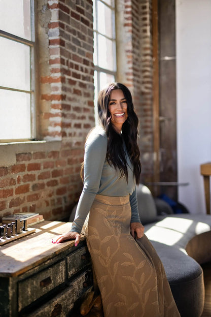 LuLaRoe Essential Long Sleeve Top Solid Dusty Olive - women’s crewneck stretch baby rib long sleeve shirt, product photo 4