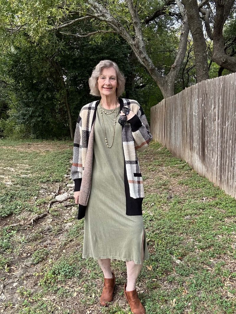LuLaRoe Leticia Solid Mineral Washed Dusty Olive Green mineral washed cotton midi dress - additional view 10