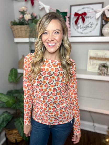LuLaRoe LuLaRoe May Mesh Top - Rusty Rose Garden 