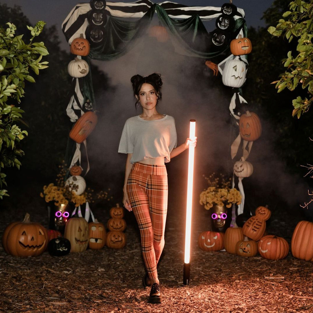 LuLaRoe 2026 Halloween Leggings – Burnt Orange, Black & Ivory Plaid