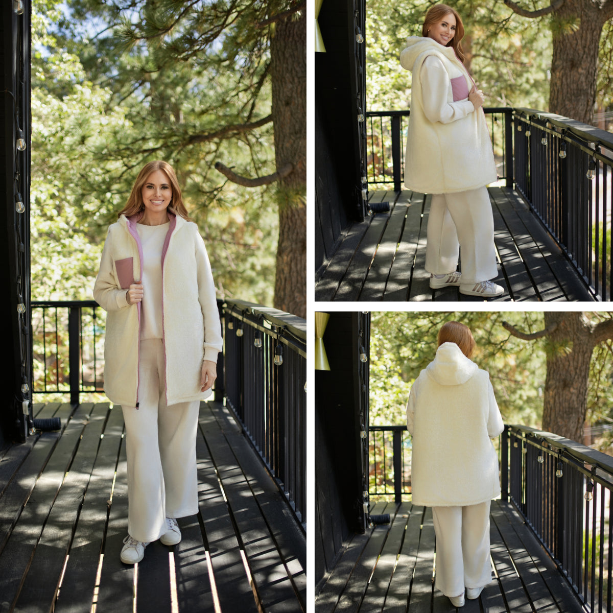 LuLaRoe Alta Solid Dusty Blush Pink reversible puffer vest, product and styling photo 3