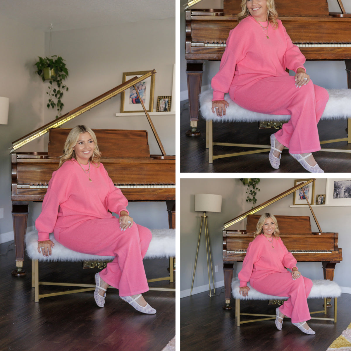 LuLaRoe Cozy Chris Top in Solid Bubblegum Pink - view 3