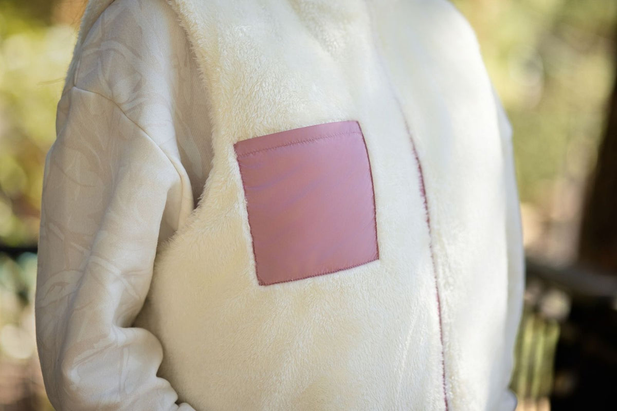 LuLaRoe Alta Reversible Long Vest Solid Dusty Blush Pink, lifestyle and detail photo 7