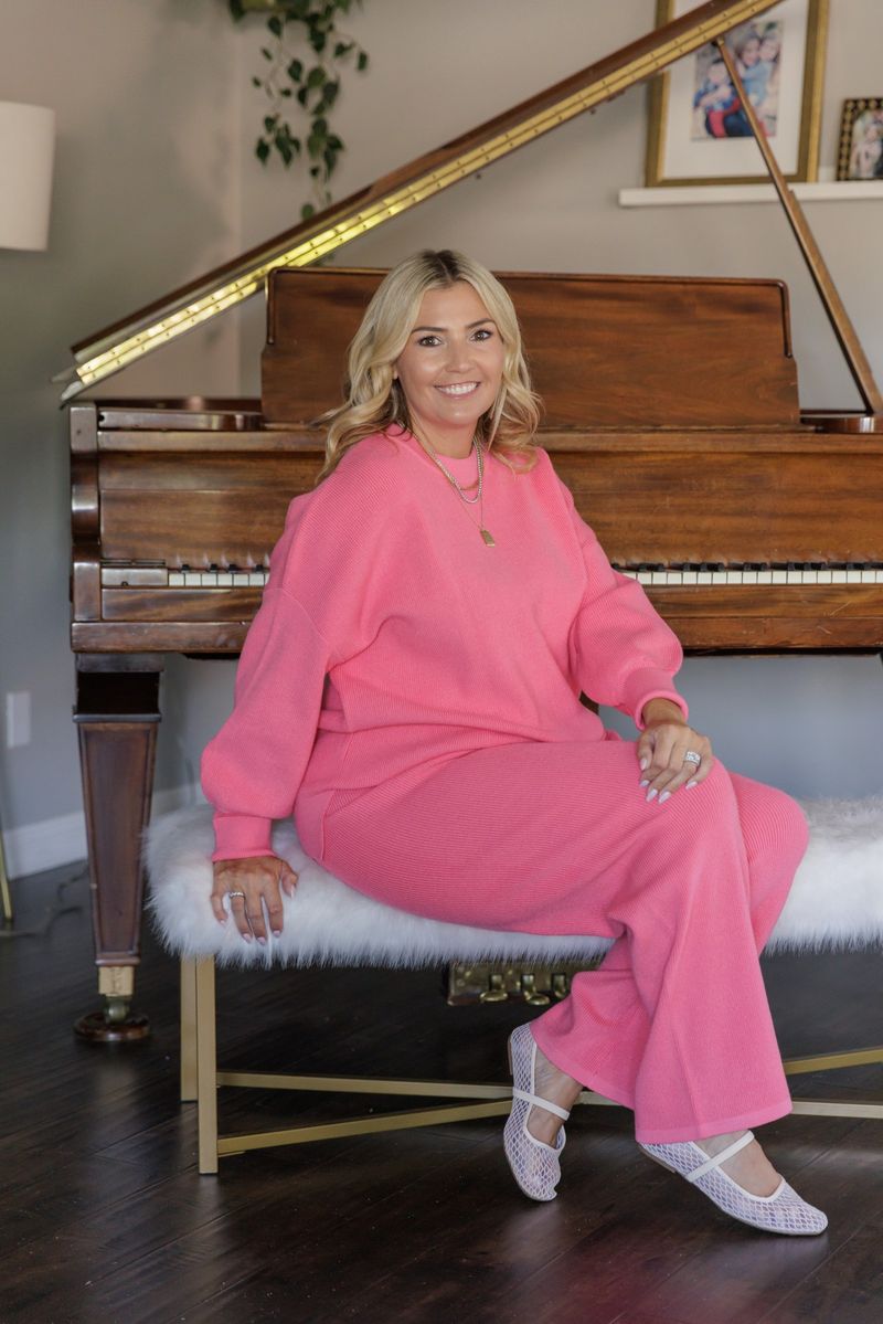 LuLaRoe Cozy Chris Top in Solid Bubblegum Pink - view 4