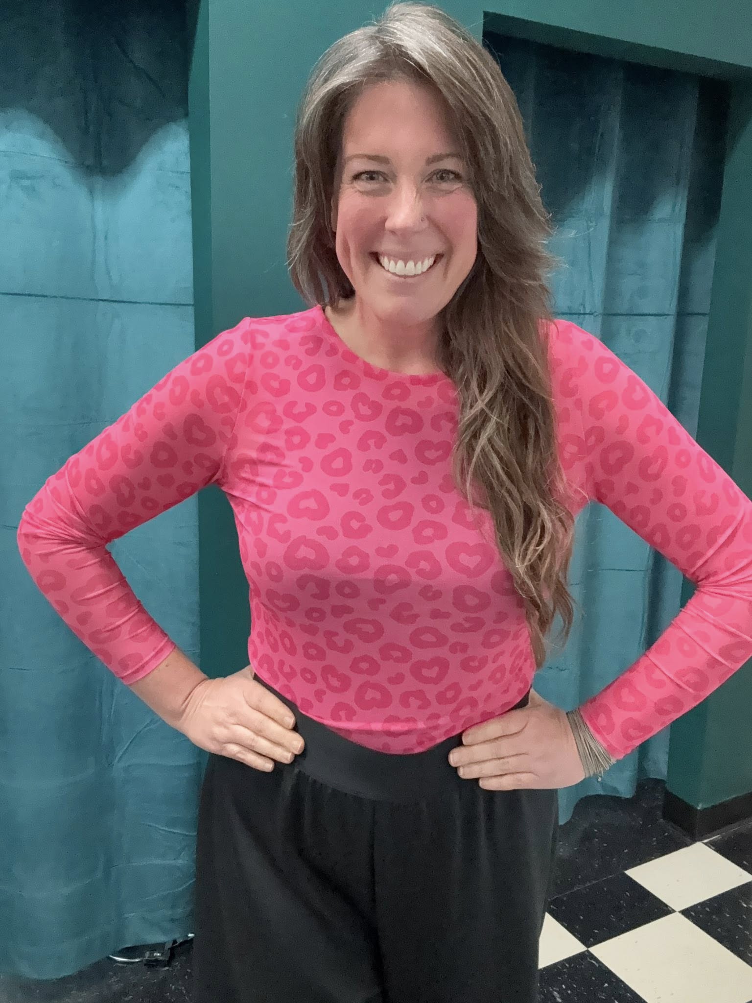 LuLaRoe LuLaRoe May Mesh Top - Blush Heartspot Leopard 