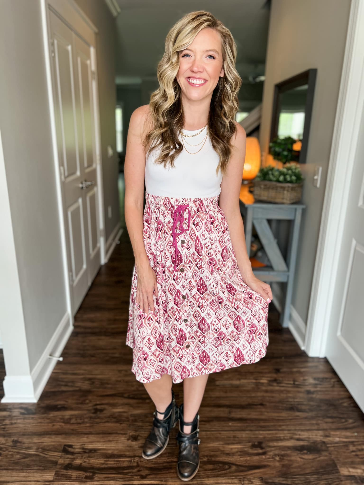 LuLaRoe LuLaRoe Marsha Midi Skirt - Rosewashed Tile 