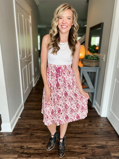 LuLaRoe LuLaRoe Marsha Midi Skirt - Rosewashed Tile 