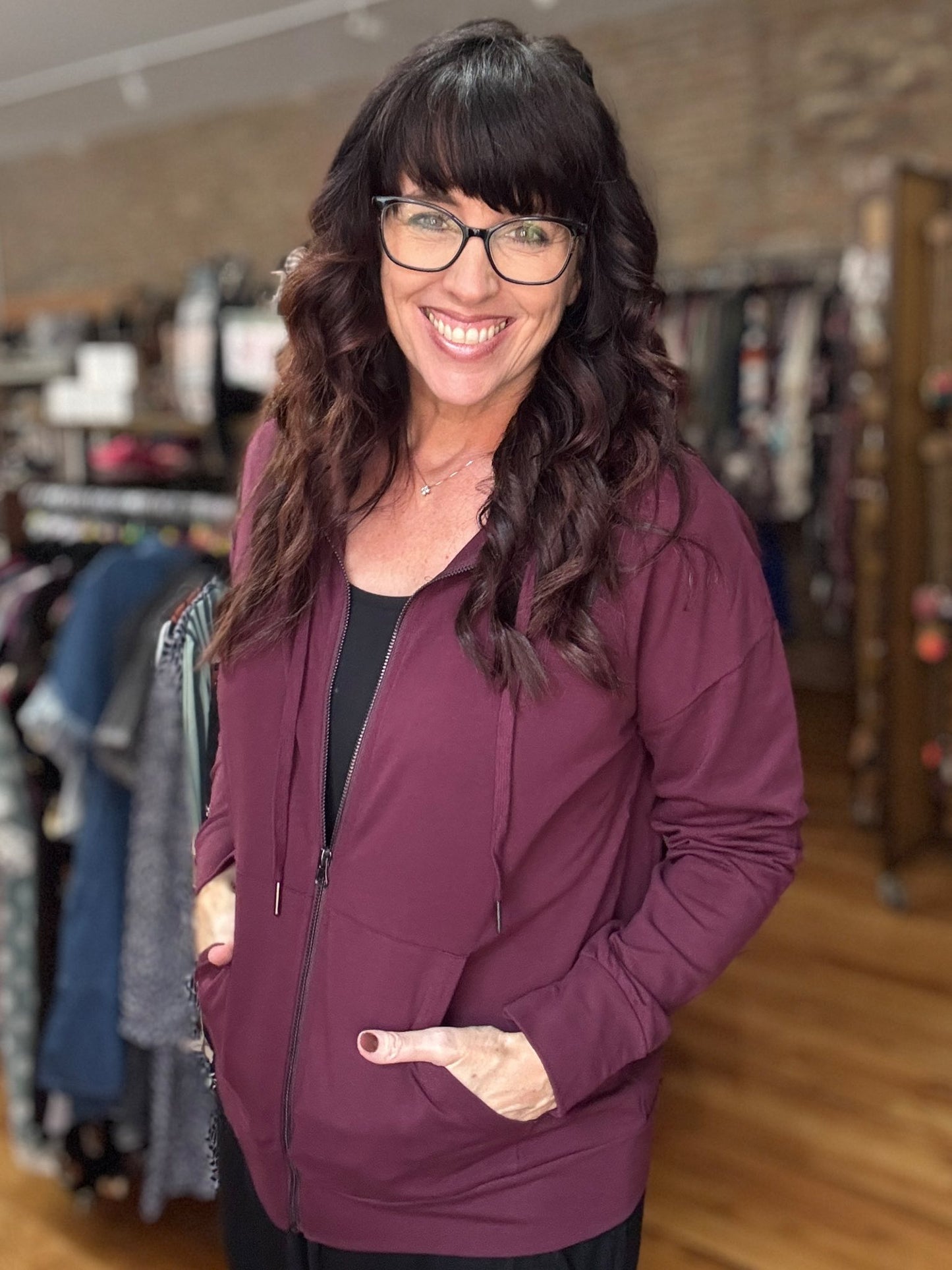 LuLaRoe Essential Zip Hoodie - Solid Fig Purple