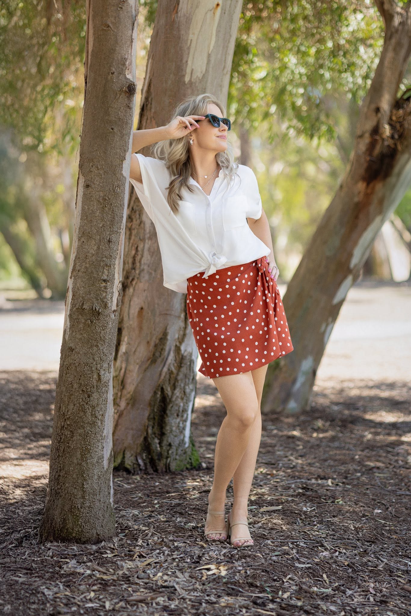 LuLaRoe Rose Wrap Skort - Cinnamon Spice Polka Dot