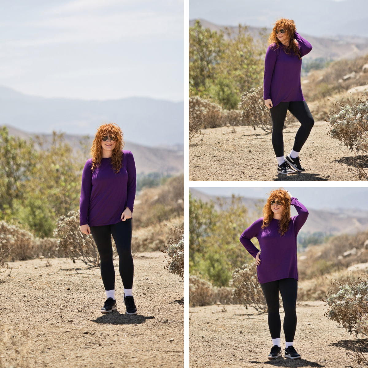 LuLaRoe Sharon Long Sleeve Top - Solid Rich Purple - styled outfit photo