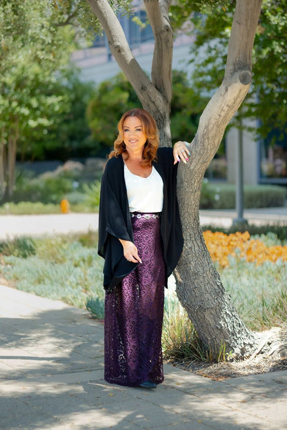 LuLaRoe LuLaRoe Tihane Lace Maxi Skirt - Solid Midnight Plum Lace 