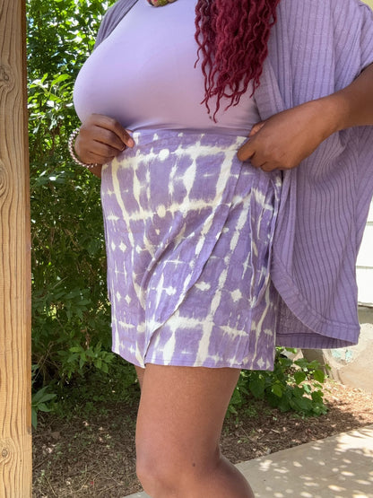 LuLaRoe Rose Wrap Skort - Lavender Shibori Mosaic