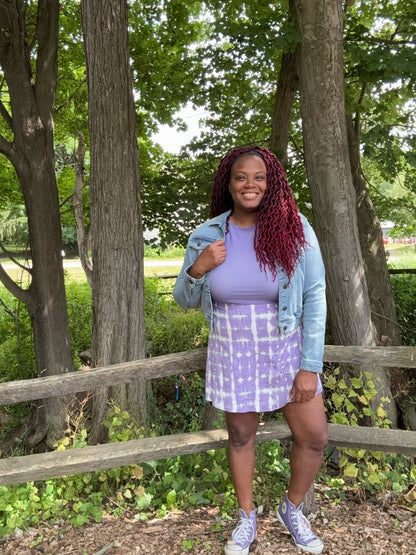 LuLaRoe Rose Wrap Skort - Lavender Shibori Mosaic