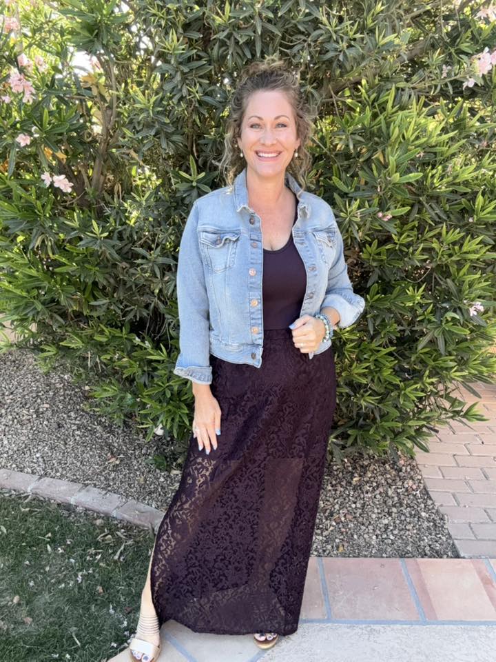 LuLaRoe LuLaRoe Tihane Lace Maxi Skirt - Solid Midnight Plum Lace 
