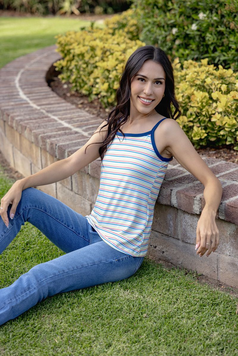 LuLaRoe LuLaRoe Essential Cami Set – Solid Navy Blue & Boardwalk Stripe 