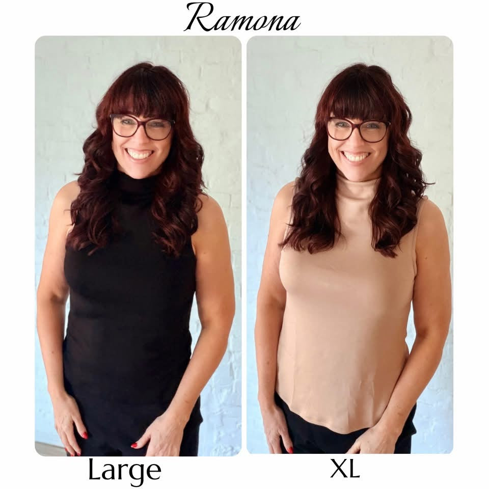 LuLaRoe Ramona tank side-by-side model size comparison