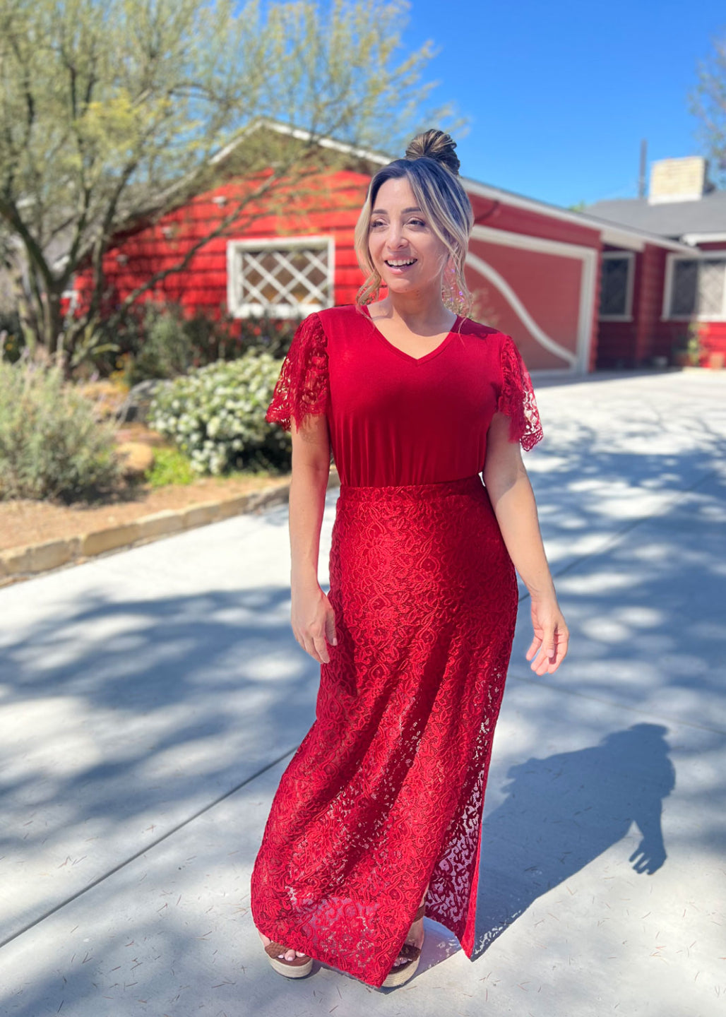 LuLaRoe Red Lace Maxi Skirt – Tihane Statement Style