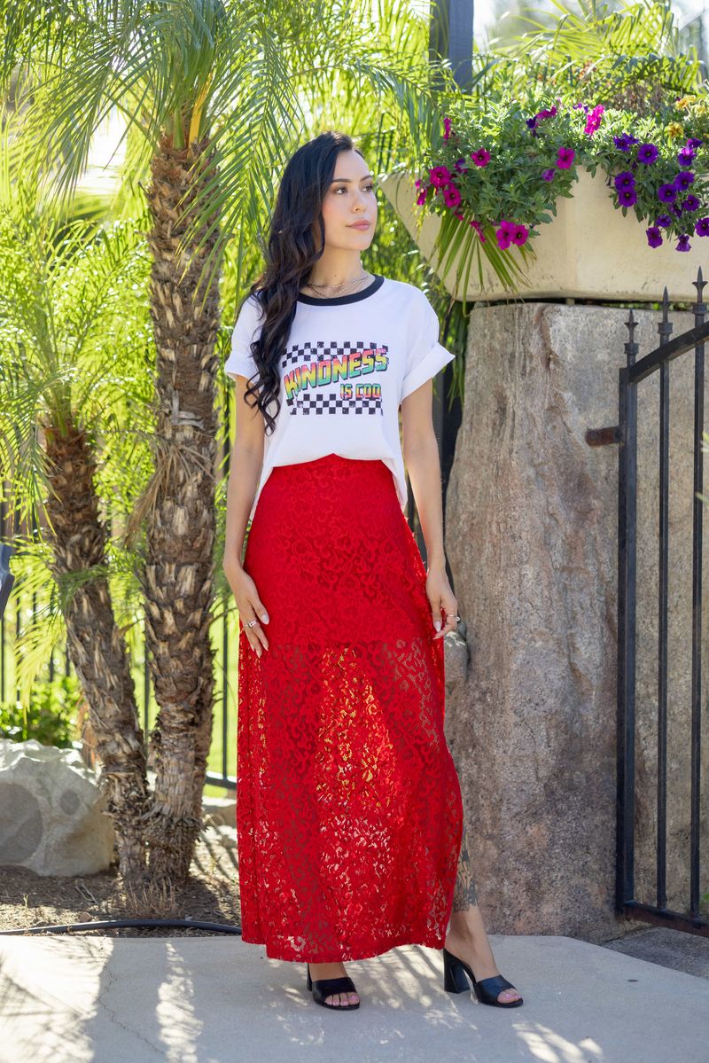 LuLaRoe LuLaRoe Tihane Lace Maxi Skirt - Solid Scarlet Lace Statement 