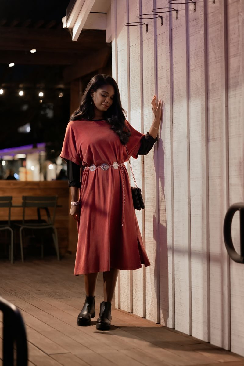 LuLaRoe Leticia Solid Mineral Washed Deep Crimson Red mineral washed cotton midi dress - additional view 10