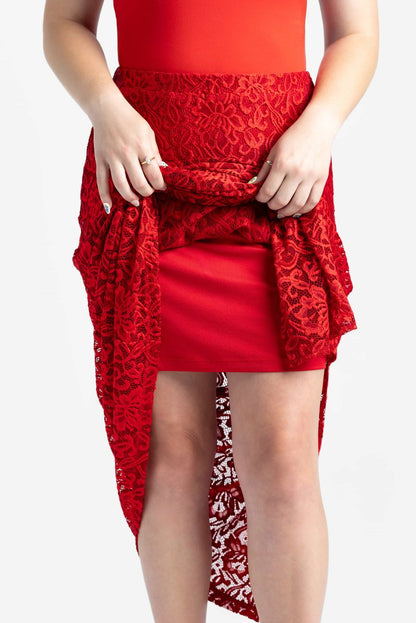 LuLaRoe LuLaRoe Tihane Lace Maxi Skirt - Solid Scarlet Lace Statement 